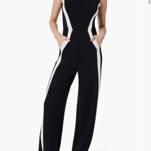 SPANX air essentials mock neck striped Black and White Contrast Jumpsuit